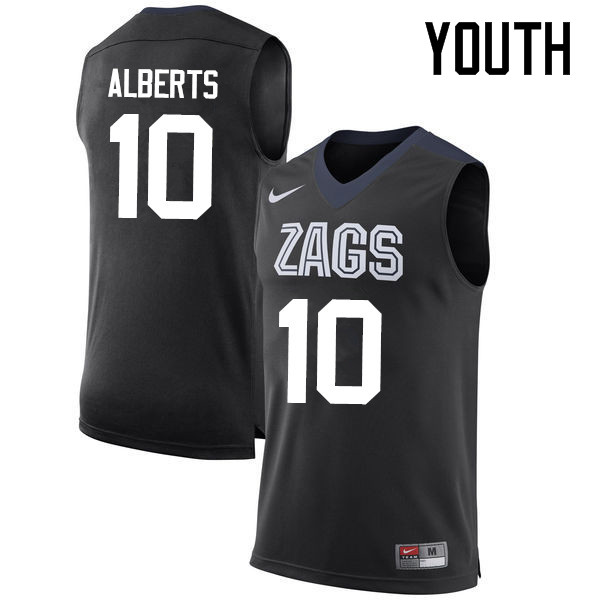 Youth #10 Bryan Alberts Gonzaga Bulldogs College Basketball Jerseys-Black